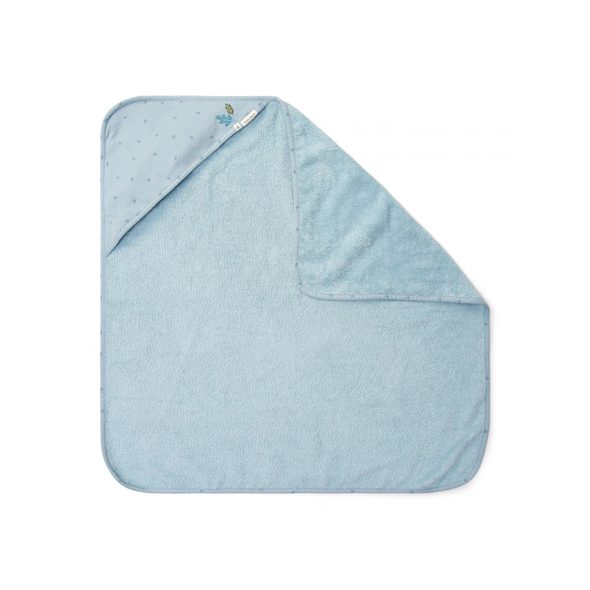 LITTLE DUTCH OSUŠKA S KAPUCÍ 100X100 CM PURE DENIM BLUE - OSUŠKY A DĚTSKÉ ŽUPANY - KOUPÁNÍ A ZDRAVÍ