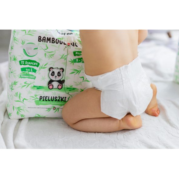 BAMBOOLOVE PLENY JEDNORÁZOVÉ BAMBUS VEL. L 9-14 KG 21 KS - JEDNORÁZOVÉ PLENY - PŘEBALOVÁNÍ