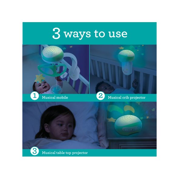 INFANTINO HUDEBNÍ KOLOTOČ S PROJEKCÍ 3V1 ZELENÝ - KOLOTOČE NA POSTÝLKU - PRO DĚTI