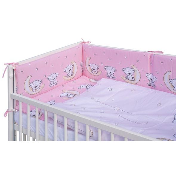 SCARLETT DĚTSKÁ POSTÝLKA S KOMPLETNÍ VÝBAVOU SCARLETT 120 X 60 CM - TORO - RŮŽOVÁ - DŘEVĚNÉ POSTÝLKY - SPINKÁNÍ