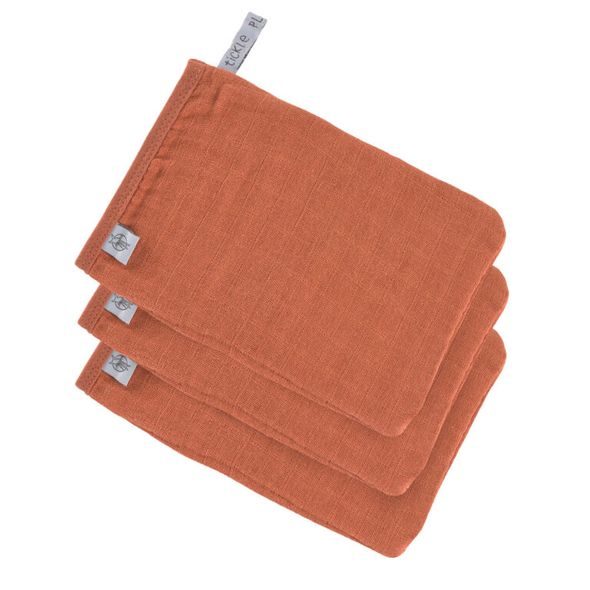 LÄSSIG MUSLIN WASH GLOVE SET 3 PCS RUST - ŽÍNKY A HOUBIČKY - KOUPÁNÍ A ZDRAVÍ