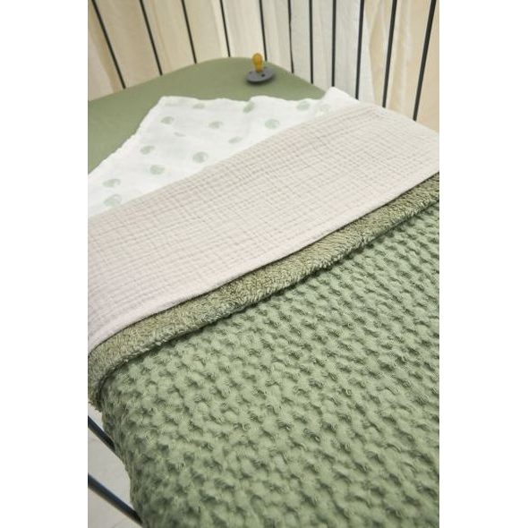 MEYCO DEKA WAFFLE TEDDY FLEECE - OLIVE GREEN - DĚTSKÉ DEKY PRO MIMINKA - SPINKÁNÍ