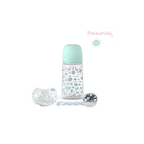 SUAVINÉX SADA 270ML + DUDLÍK FYZIOLOGICKÝ 0/6M + KLIP MEMORIES - VÝHODNÉ SADY - KRMENÍ