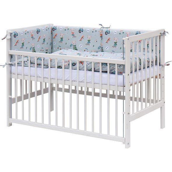 SCARLETT DĚTSKÁ POSTÝLKA S KOMPLETNÍ VÝBAVOU SCARLETT PEKO 120 X 60 CM - TYRKYSOVÁ - DŘEVĚNÉ POSTÝLKY - SPINKÁNÍ