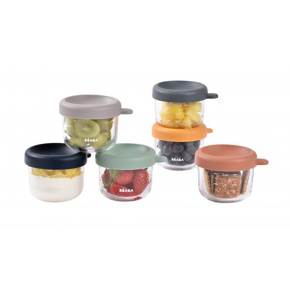 BEABA KELÍMKY NA JÍDLO SKLENĚNÉ 6X 150 ML SUNRISE - USKLADNĚNÍ JÍDLA - KRMENÍ