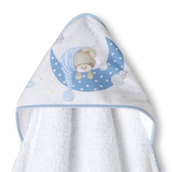 INTERBABY SET - OSUŠKA FROTÉ 100X100 MEDVÍDEK SPÍ + PŘÍTULKA - MODRÁ - OSUŠKY A DĚTSKÉ ŽUPANY - KOUPÁNÍ A ZDRAVÍ