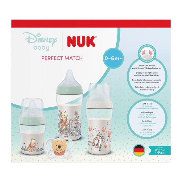 NUK PERFECT MATCH SET DISNEY MEDVÍDEK PÚ - KOJENECKÉ LAHVE - KRMENÍ