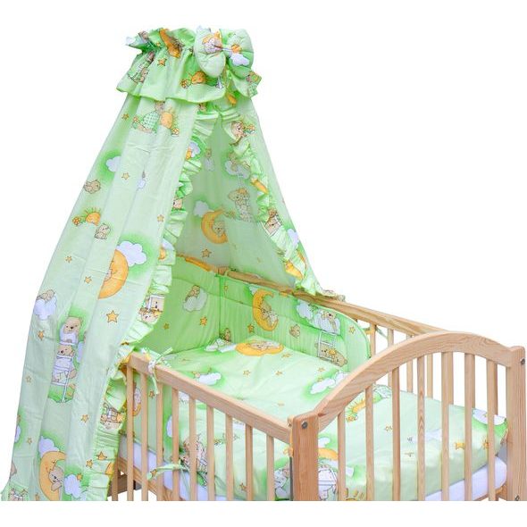 SCARLETT POSTÝLKA 120X60CM S KOMPLETNÍ VÝBAVOU SCARLETT MRÁČEK ZELENÁ - DŘEVĚNÉ POSTÝLKY - SPINKÁNÍ