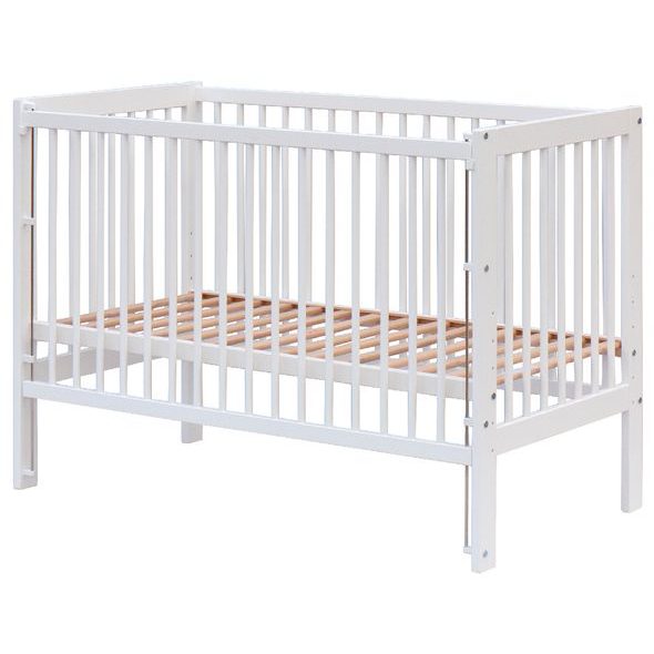 SCARLETT DĚTSKÁ POSTÝLKA SE STAHOVACÍM BOKEM PERTA (BUK) BÍLÁ 120X60CM - DŘEVĚNÉ POSTÝLKY - SPINKÁNÍ