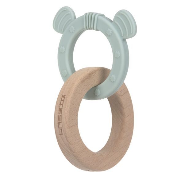 LÄSSIG TEETHER RING 2IN1 WOOD/SILIKONE LITTLE CHUMS DOG - HRYZÁTKA - PRO DĚTI