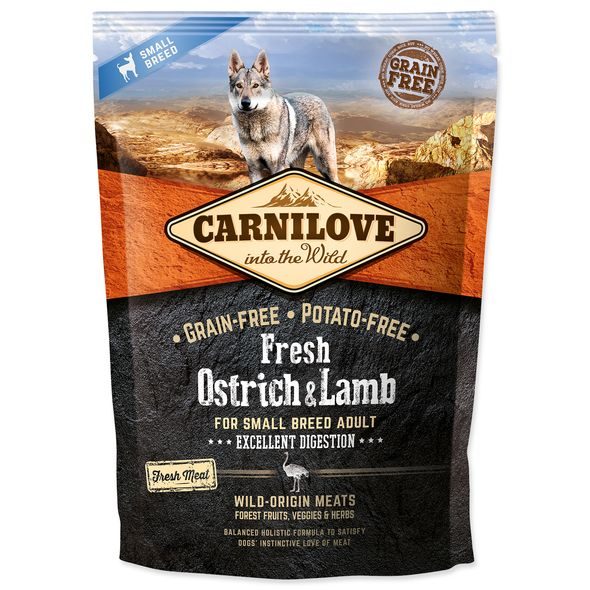 CARNILOVE DOG FRESH OSTRICH & LAMB FOR SMALL BREED 1,5KG - GRANULE PRO PSY - CHOVATELSKÉ POTŘEBY MALVÍKZOO