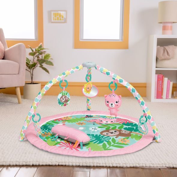BRIGHT STARTS DEKA NA HRANÍ PRO ROZVOJ MOTORIKY A SMYSLŮ POP 'N WIGGLE ROSY RAINFOREST™, 0M+ - HRACÍ DEKY - PRO DĚTI