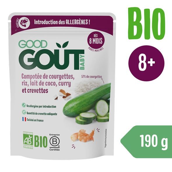GOOD GOUT BIO KREVETY S RÝŽÍ, CUKETOU A KOKOSOVÝM MLÉKEM (190 G) - MASO/ZELENINA - KRMENÍ