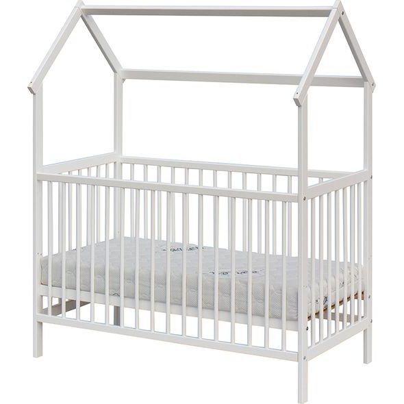 SCARLETT DĚTSKÁ POSTÝLKA DOMEČEK RIKA S VYNDAVACÍMI PŘÍČKAMI BOROVICE BÍLÁ 120 X 60 CM - DŘEVĚNÉ POSTÝLKY - SPINKÁNÍ