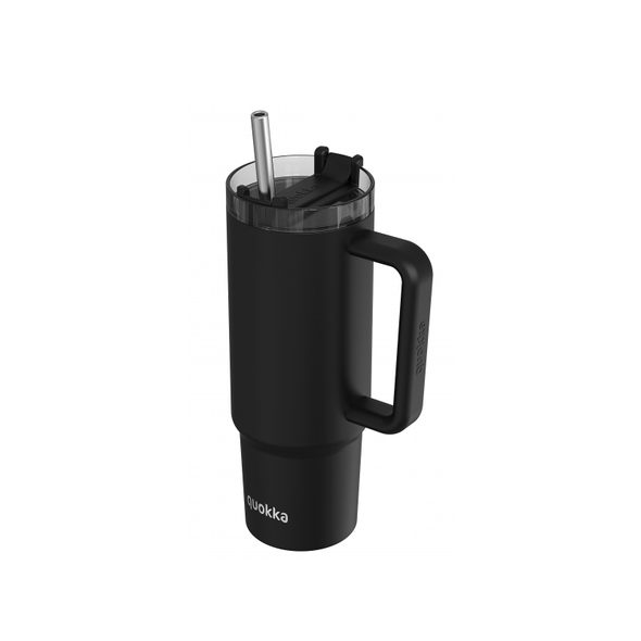 QUOKKA NEREZOVÝ TERMOHRNEK S BRČKEM VIBE BLACK 880 ML - SPORTOVNÍ LAHVE - KRMENÍ