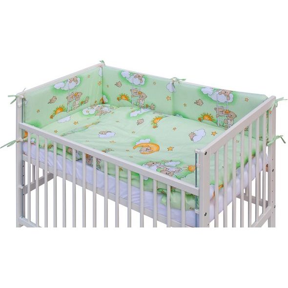 SCARLETT DĚTSKÁ POSTÝLKA S KOMPLETNÍ VÝBAVOU SCARLETT 120 X 60 CM - MRÁČEK - ZELENÁ - DŘEVĚNÉ POSTÝLKY - SPINKÁNÍ