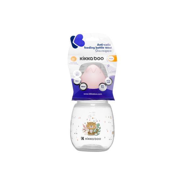 KIKKABOO KOJENECKÁ LÁHEV 180ML 3M+ SAVANNA PINK - KOJENECKÉ LAHVE - KRMENÍ