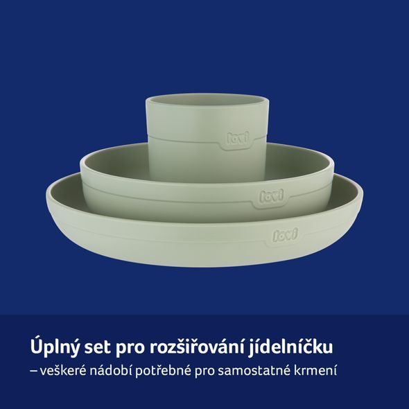 LOVI SADA NÁDOBÍ S HRNEČKEM 3KS PISTACHIO - MISKY, TALÍŘKY A PODLOŽKY - KRMENÍ