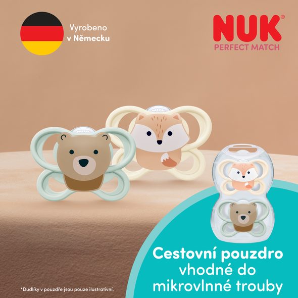 NUK PERFECT MATCH AIR DUDLÍK FOX/BEAR 0-2M 2KS BOX - ŠIDÍTKA A DOPLŇKY - KRMENÍ