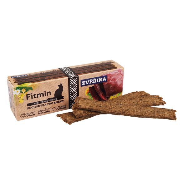 FITMIN PURITY SNAX STRIPES ZVĚŘINOVÝ PAMLSEK PRO KOČKY 35 G - SUŠENÉ MASO PRO KOČKY - CHOVATELSKÉ POTŘEBY MALVÍKZOO