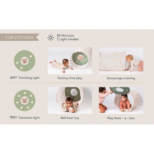 TAF TOYS PROLÉZACÍ TUNEL GLOW & CRAWL - SENZORICKÉ HRAČKY - PRO DĚTI