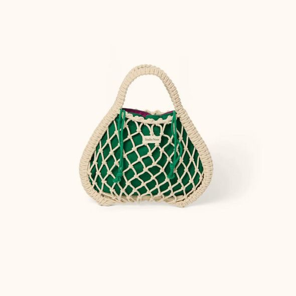 STUDIO NOOS MACRAME MINI HAND BAG NATURAL & PURPLE GREEN SÍŤKA - DOPLŇKY - PRO MAMINKY