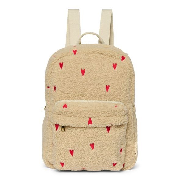 STUDIO NOOS TEDDY MIDI BATŮŽEK S PŘEDNÍ KAPSOU ECRU HEARTS - BATOHY A TAŠKY - PRO DĚTI