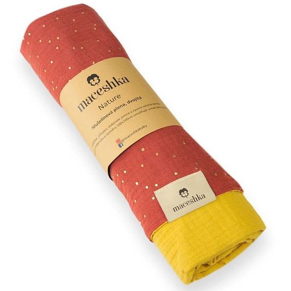 MACESHKA MUŠELÍNOVÁ PLENA NATURE SE ZLATÝM PUNTÍKEM - ZAVINOVACÍ PLENY / OSUŠKY VELKÉ - PŘEBALOVÁNÍ