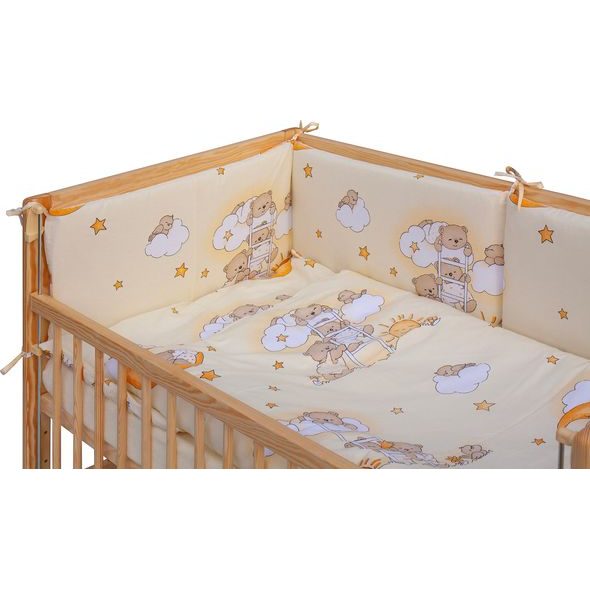 SCARLETT DĚTSKÁ POSTÝLKA S KOMPLETNÍ VÝBAVOU SCARLETT 120 X 60 CM - MRÁČEK - BÉŽOVÁ - DŘEVĚNÉ POSTÝLKY - SPINKÁNÍ