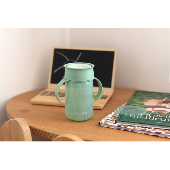 BEABA HRNEK TRÉNOVACÍ 360° GREEN 340 ML 12M+ - DĚTSKÉ HRNEČKY - KRMENÍ