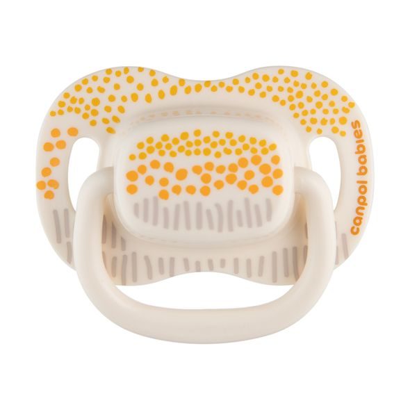 CANPOL BABIES SET SYMETRICKÝCH SILIKONOVÝCH DUDLÍKŮ MOUNTAINS 6-18M 2KS ŽLUTÝ - ŠIDÍTKA A DOPLŇKY - KRMENÍ