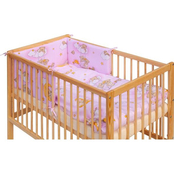 SCARLETT DĚTSKÁ POSTÝLKA S KOMPLETNÍ VÝBAVOU SCARLETT 120 X 60 CM - MRÁČEK - RŮŽOVÁ - DŘEVĚNÉ POSTÝLKY - SPINKÁNÍ