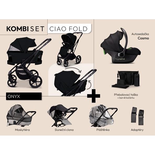 MOON CIAO FOLD KOMBI SET - ONYX - TROJKOMBINACE - KOČÁRKY A PŘÍSLUŠENSTVÍ
