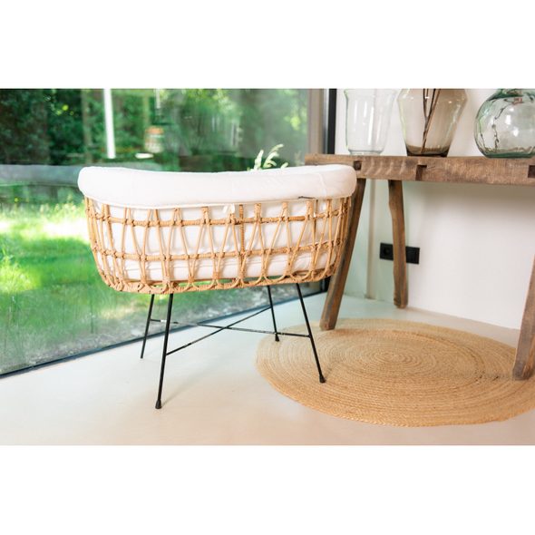 CHILDHOME KOŠÍK NA MIMINKO RATANOVÝ KOVOVÉ NOHY + MATRACE + POTAH JERSEY ECRU - KOŠÍKY A KOLÉBKY - SPINKÁNÍ