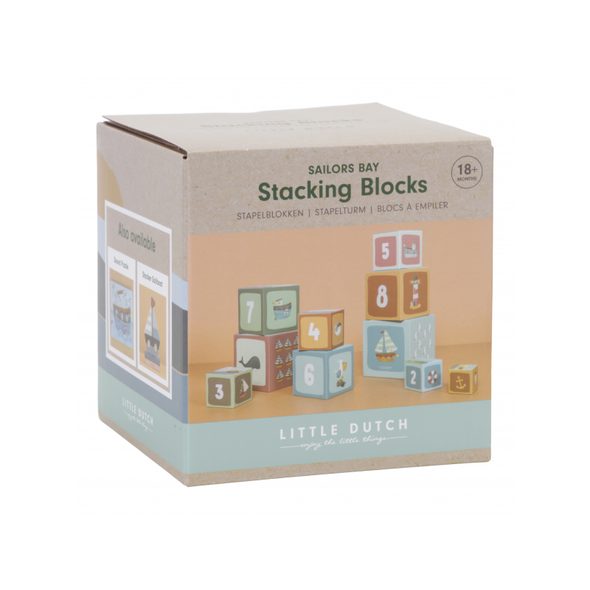 LITTLE DUTCH KOSTKY KOMÍN 10 KS NÁMOŘNICKÝ ZÁLIV - STOHOVACÍ HRAČKY - PRO DĚTI