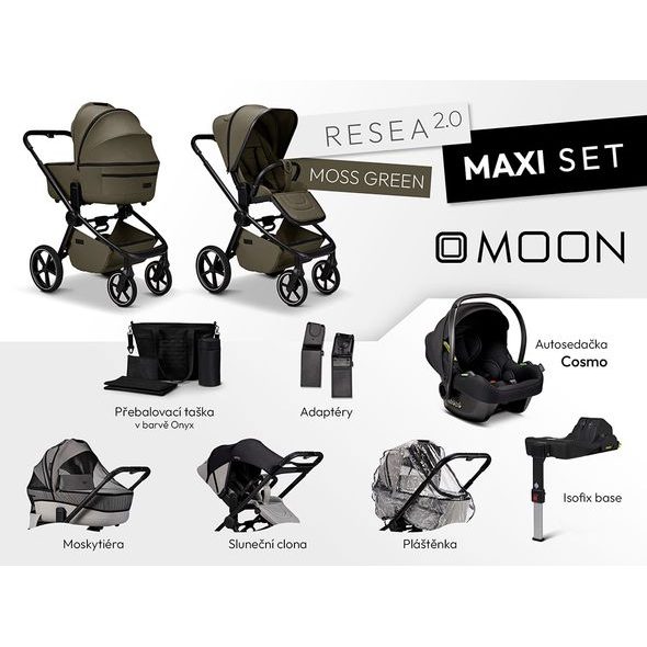 MOON RESEA 2.0 MAXI SET - MOSS - KOMBINACE S PŘÍSLUŠENSTVÍM - KOČÁRKY A PŘÍSLUŠENSTVÍ
