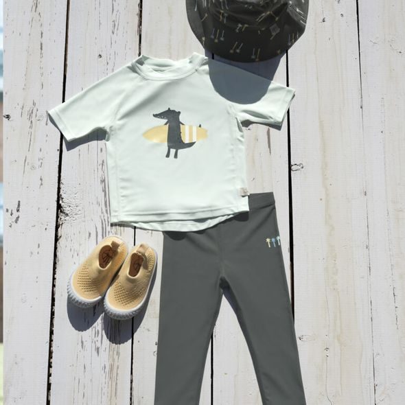 LÄSSIG SPLASH SHORT SLEEVE RASHGUARD CROCODILE SEA FOAM 19-24 MO. - TRIČKA KRÁTKÝ / DLOUHÝ RUKÁV - PRO DĚTI