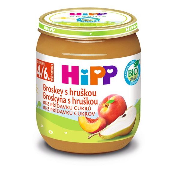 HIPP BIO BROSKEV S HRUŠKOU 125 G - OVOCE/DEZERTY - KRMENÍ