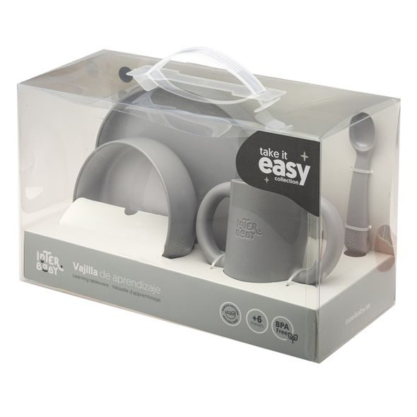 INTERBABY JÍDELNÍ SET SILIKONOVÝ - ŠEDÝ - MISKY, TALÍŘKY A PODLOŽKY - KRMENÍ