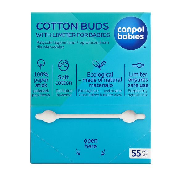 CANPOL BABIES VATOVÉ TYČINKY S OMEZOVAČEM PAPÍROVÉ 56KS - TYČINKY DO UŠÍ (UCHOŠŤOURY :)) - KOUPÁNÍ A ZDRAVÍ