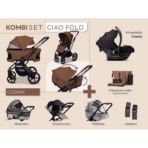 MOON CIAO FOLD KOMBI SET - COGNAC - TROJKOMBINACE - KOČÁRKY A PŘÍSLUŠENSTVÍ