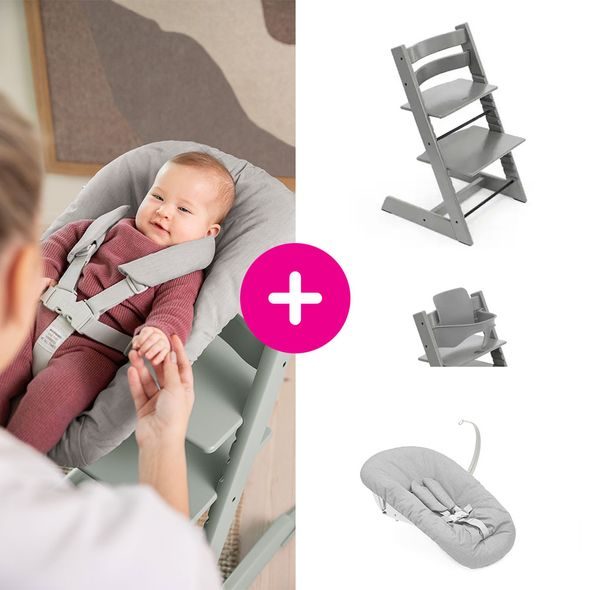 STOKKE® TRIPP TRAPP® + NOVOROZENECKÁ SADA + BABY SET ZVÝHODNĚNÁ SADA - JÍDELNÍ ŽIDLIČKY DŘEVĚNÉ - KRMENÍ