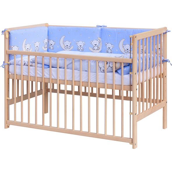 SCARLETT DĚTSKÁ POSTÝLKA S KOMPLETNÍ VÝBAVOU SCARLETT 120 X 60 CM - TORO - MODRÁ - DŘEVĚNÉ POSTÝLKY - SPINKÁNÍ