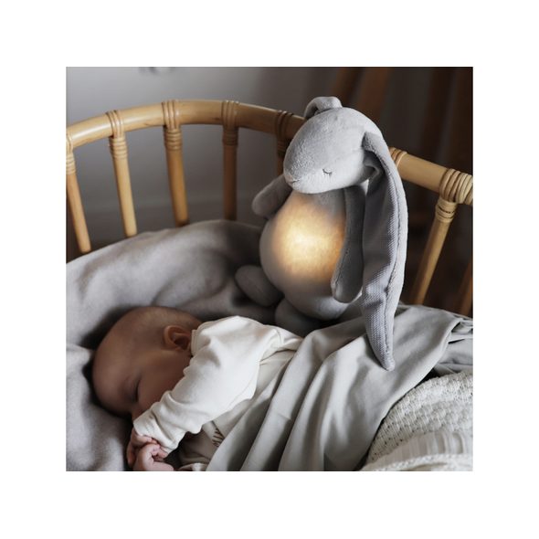 MOONIE USÍNÁČEK ZAJÍČEK 2.0 SILVER - USÍNÁČCI ŠUMÍCÍ / S TLUKOTEM - PRO DĚTI