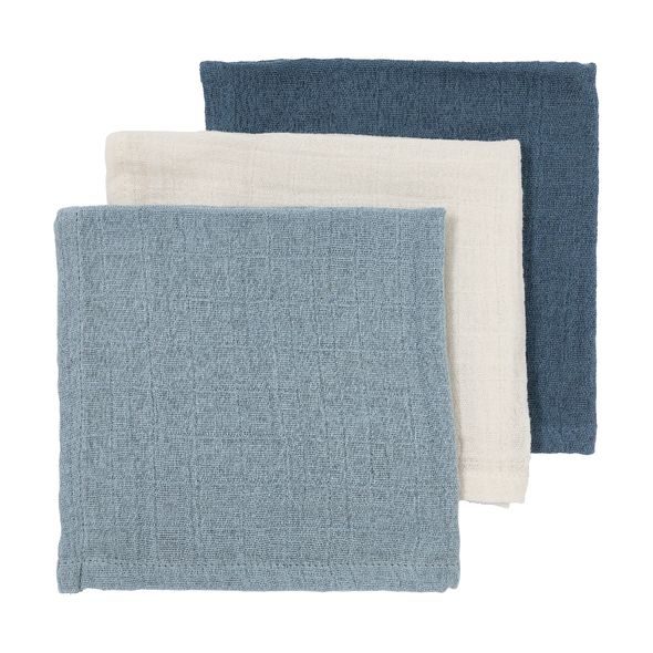 MEYCO MUŠELÍNOVÁ PLENA-ŽÍNKA 3-BALENÍ - NATURAL/JEANS BLUE/INDIGO - LÁTKOVÉ PLENY ALL IN ONE - PŘEBALOVÁNÍ