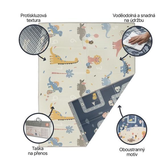 ZOPA MULTIFUNKČNÍ PĚNOVÁ SKLÁDACÍ PODLOŽKA OBOUSTRANNÁ 180X120 - HRACÍ PODLOŽKY NA ZEM - SPINKÁNÍ
