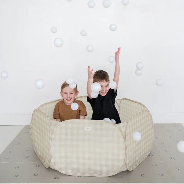 3 SPROUTS SUCHÝ BAZÉNEK RECYCLED GINGHAM/BEIGE - HRACÍ PODLOŽKY NA ZEM - SPINKÁNÍ