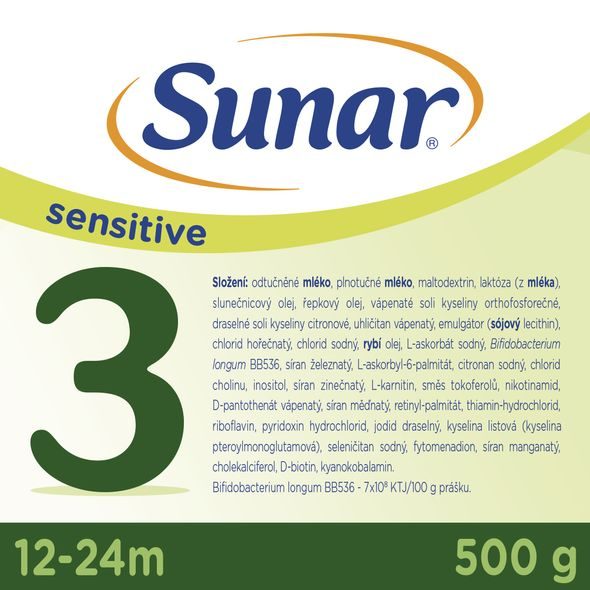 SUNAR SENSITIVE 3 BATOLECÍ KOJENECKÉ MLÉKO 500G - EXPIRACE 9.4.2026 - KOJENECKÁ MLÉKA - KRMENÍ