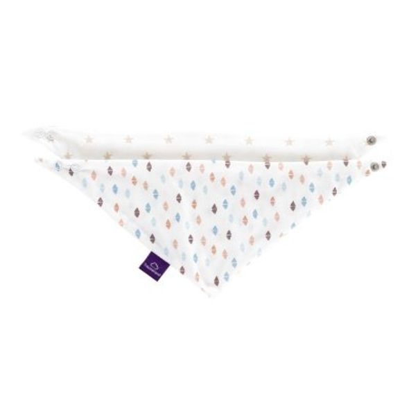 TRÄUMELAND BANDANA BIB 2 KS DREIECKE BUNT & STERNCHEN BEIGE - BRYNDÁKY - KRMENÍ