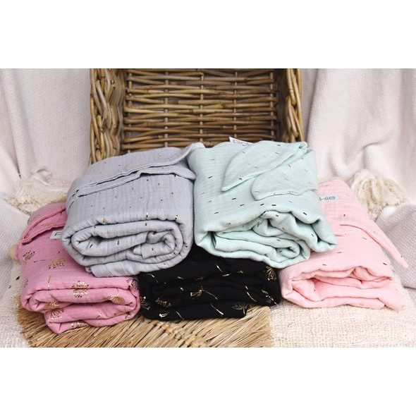 PINKIE LETNÍ DEKA PINKIE MUSLIN GREY - DĚTSKÉ DEKY PRO MIMINKA - SPINKÁNÍ